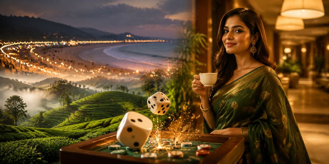 কক্সবাজারের চা বাগানে ডাইস গেম উপভোগ করছেন একজন খেলোয়াড়